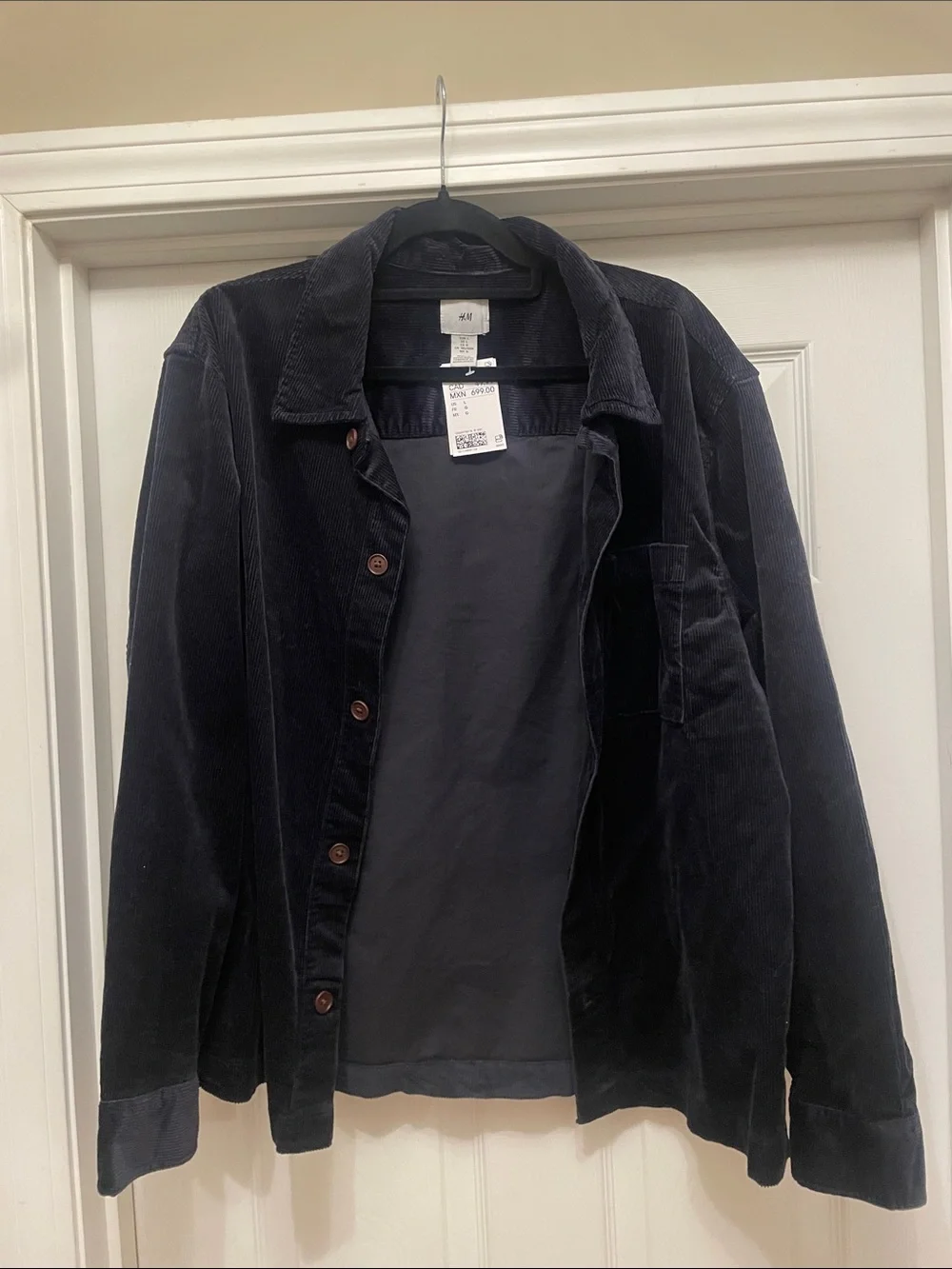 H&M Men's Black Corduroy Shirt Jacket new with tags nwt size L